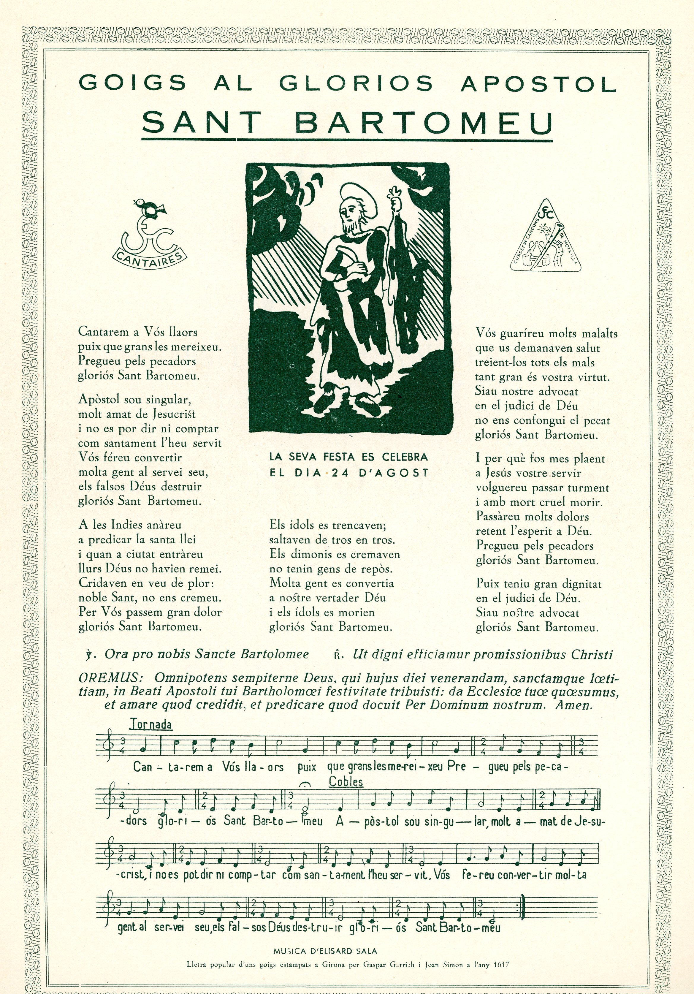 Goigs al gloriós apòstol sant Bartomeu : Unió Excursionista de Catalunya : "Cantaires de la U.E.C." : Festes del VIII.è Aniversari : Nadal 1962 : Vallbona d'Anoia - Miniatura 2